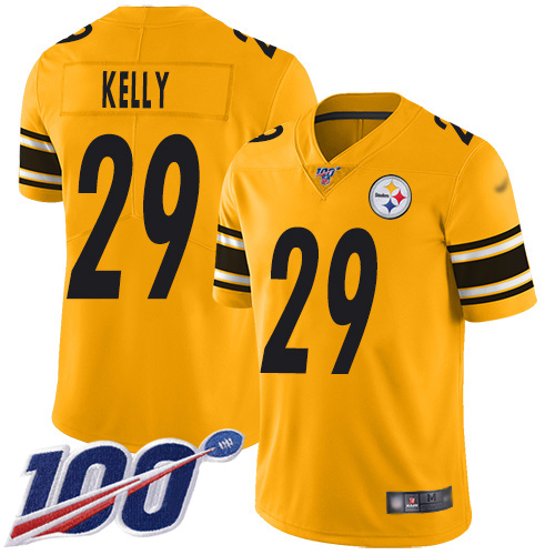 Youth Pittsburgh Steelers Football #29 Limited Gold Kam Kelly 100th Season Inverted Legend Nike NFL Jersey